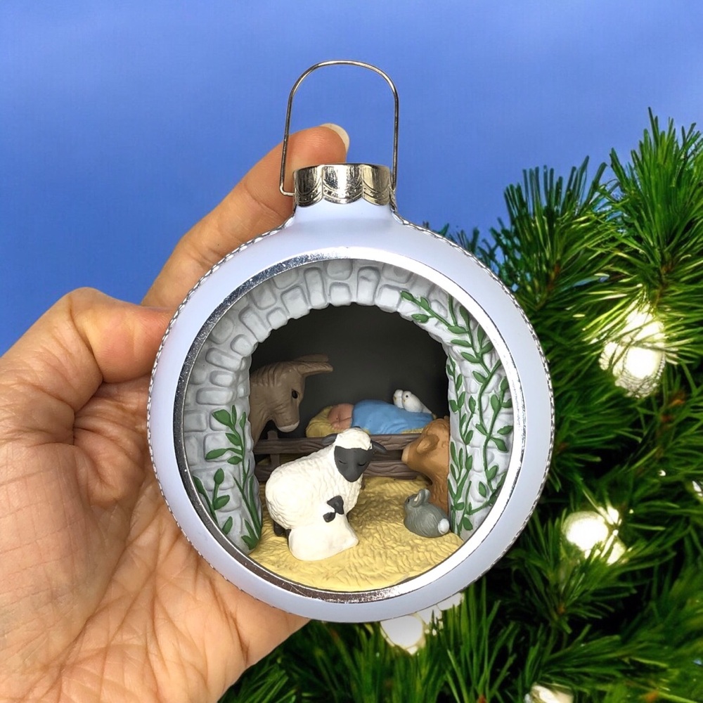 90s Hallmark Keepsake Christmas Ornament Jesus Panorama Ball Blessings of Love